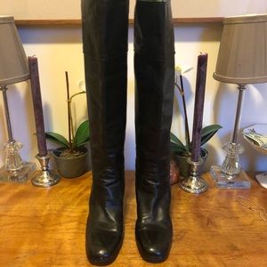 Vintage Gucci Black Leather Boots, Size 38